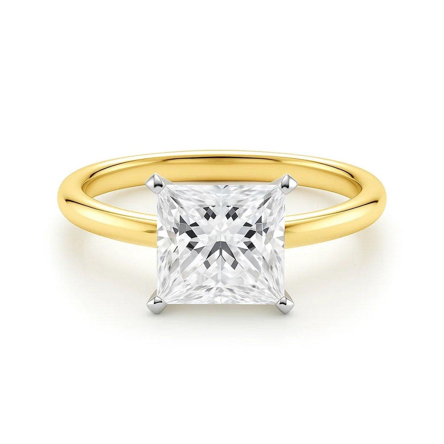 2 Carat Princess Lab Grown IGI G/VS1 Diamond Solitaire Ring in 10K Yellow Gold