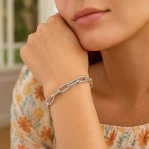 Sterling Silver Wide Paperclip Chain Bracelet (6.50 mm)