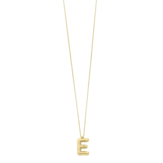 14K Yellow Gold Helium Initial E Pendant