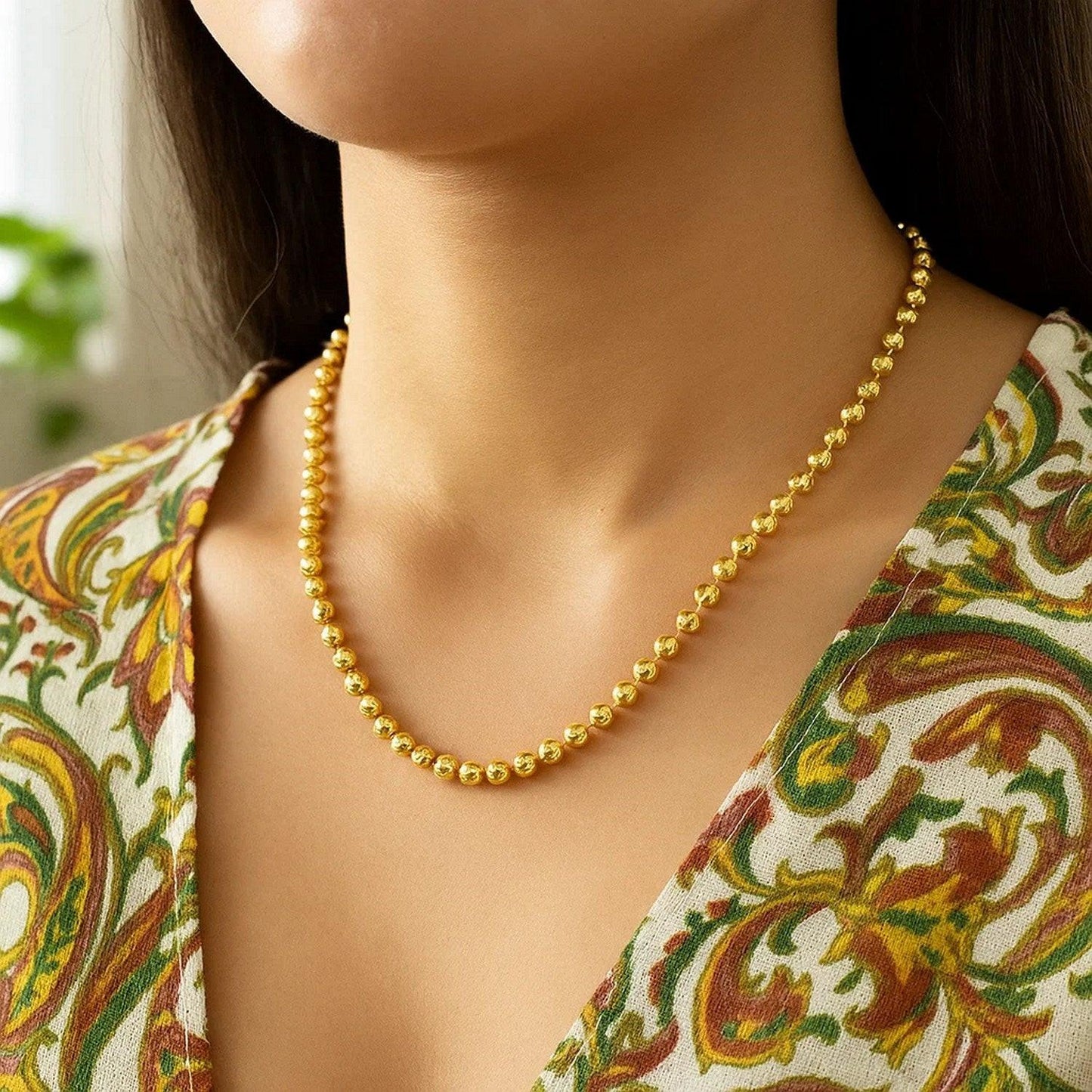 Moon Cut Bead Chain in 14k Yellow Gold (4.00 mm)