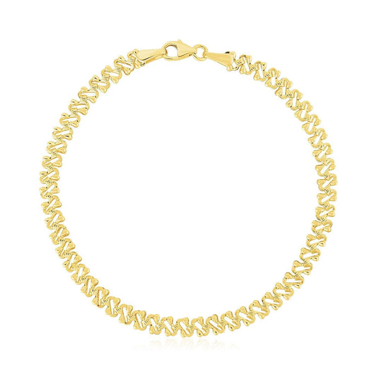 14k Yellow Gold High Polish Textured Fancy Chain Bracelet  (4.00 mm)