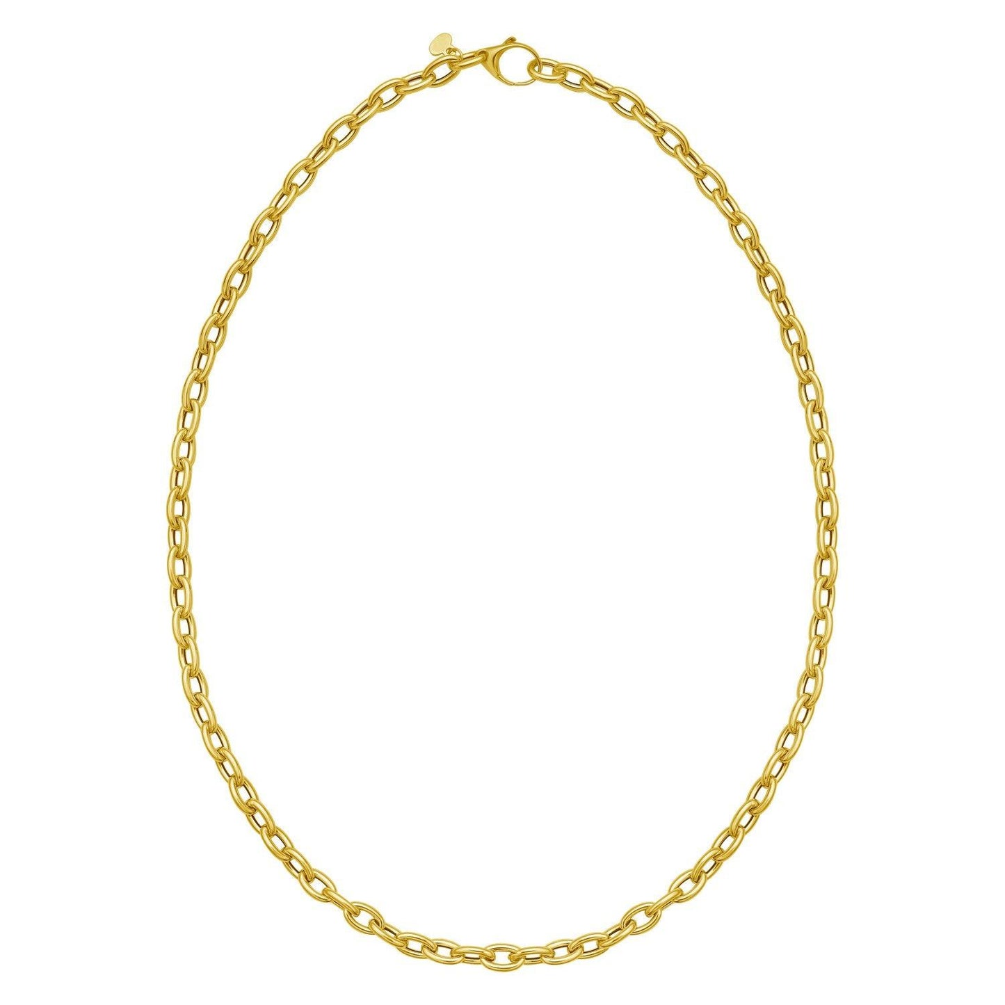 14K Yellow Gold Charm Lock Rolo Chain Necklace (5.10 mm)