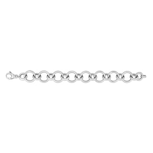 Sterling Silver Rhodium Plated Round Link Bracelet