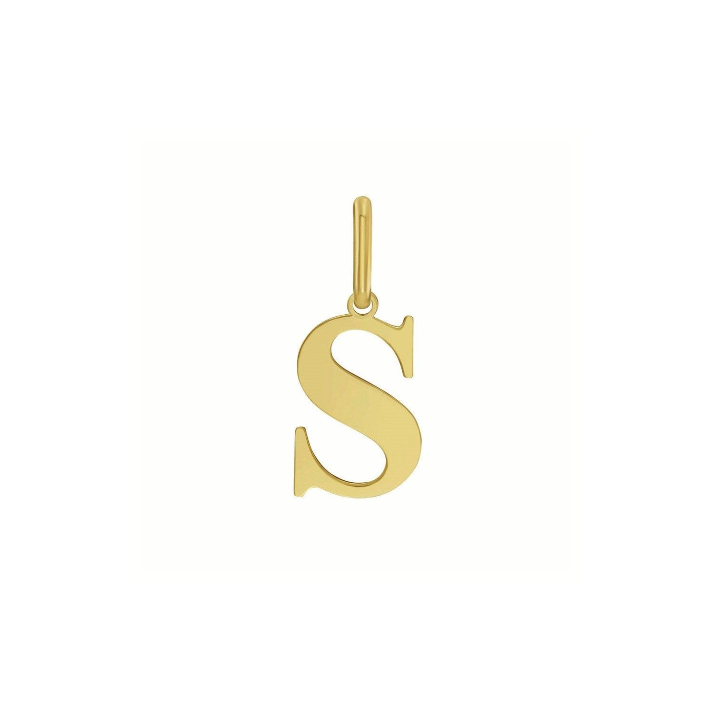 14K Yellow Gold Initial S Charm Pendant
