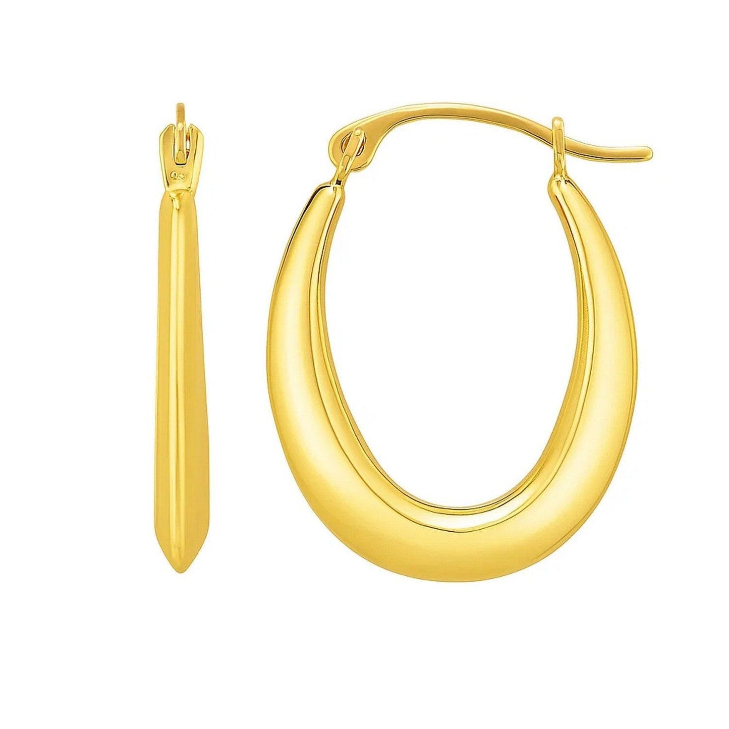 10K Yellow Gold Graduated Oval Light Weight Hoop Earrings