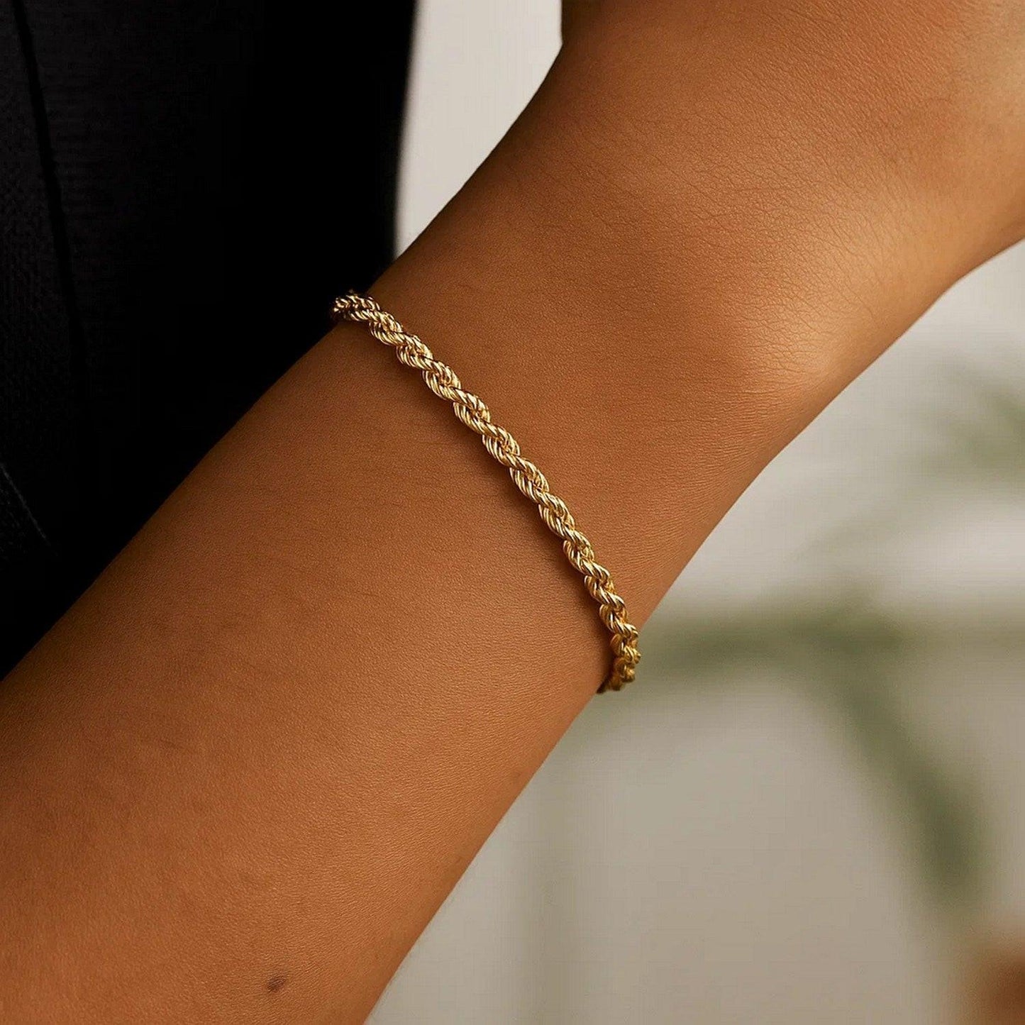 Lite Rope Chain Bracelet in 10k Yellow Gold  (3.20 mm)
