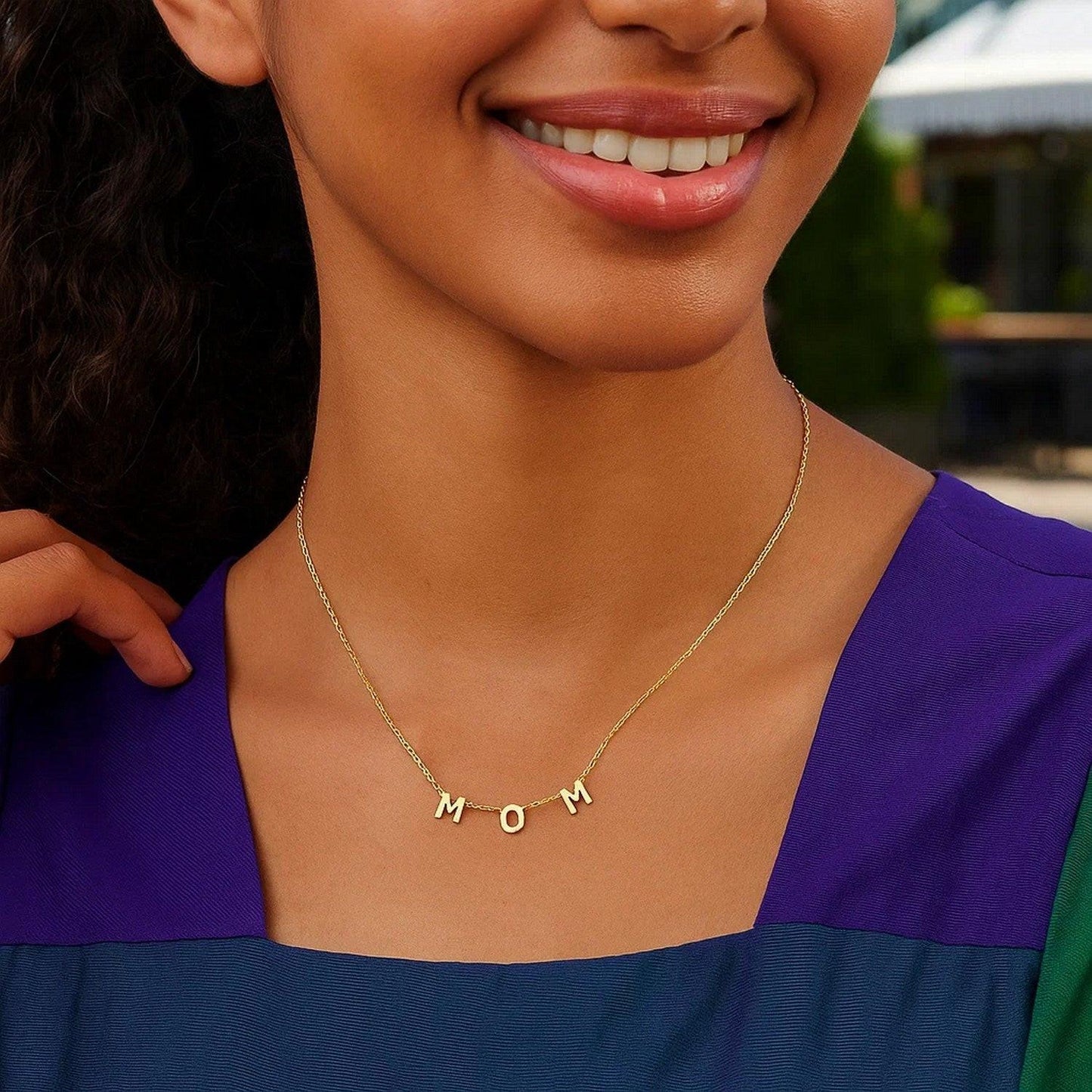 10K Yellow Gold Polished Mom Necklace