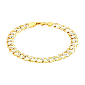 14k Two Tone Gold Pave Curb Bracelet (9.70 mm)