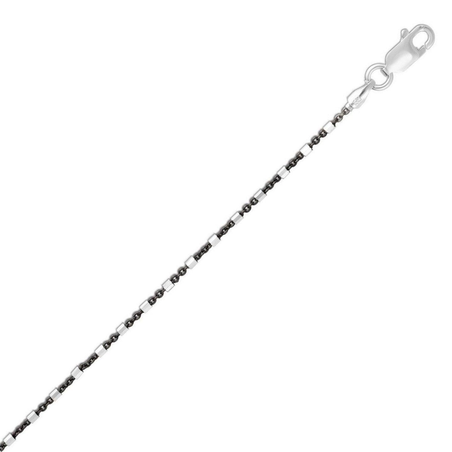 Sterling Silver Rhodium Plated Bead and Bar Anklet