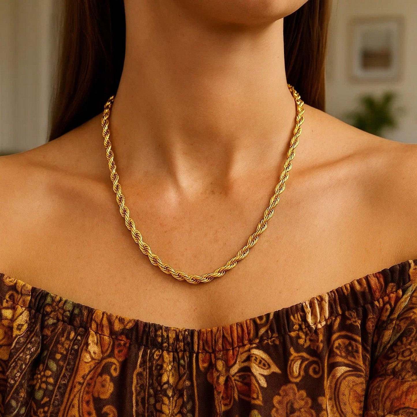 10K Yellow Gold Hollow Diamond Cut Rope Chain (5.00 mm)