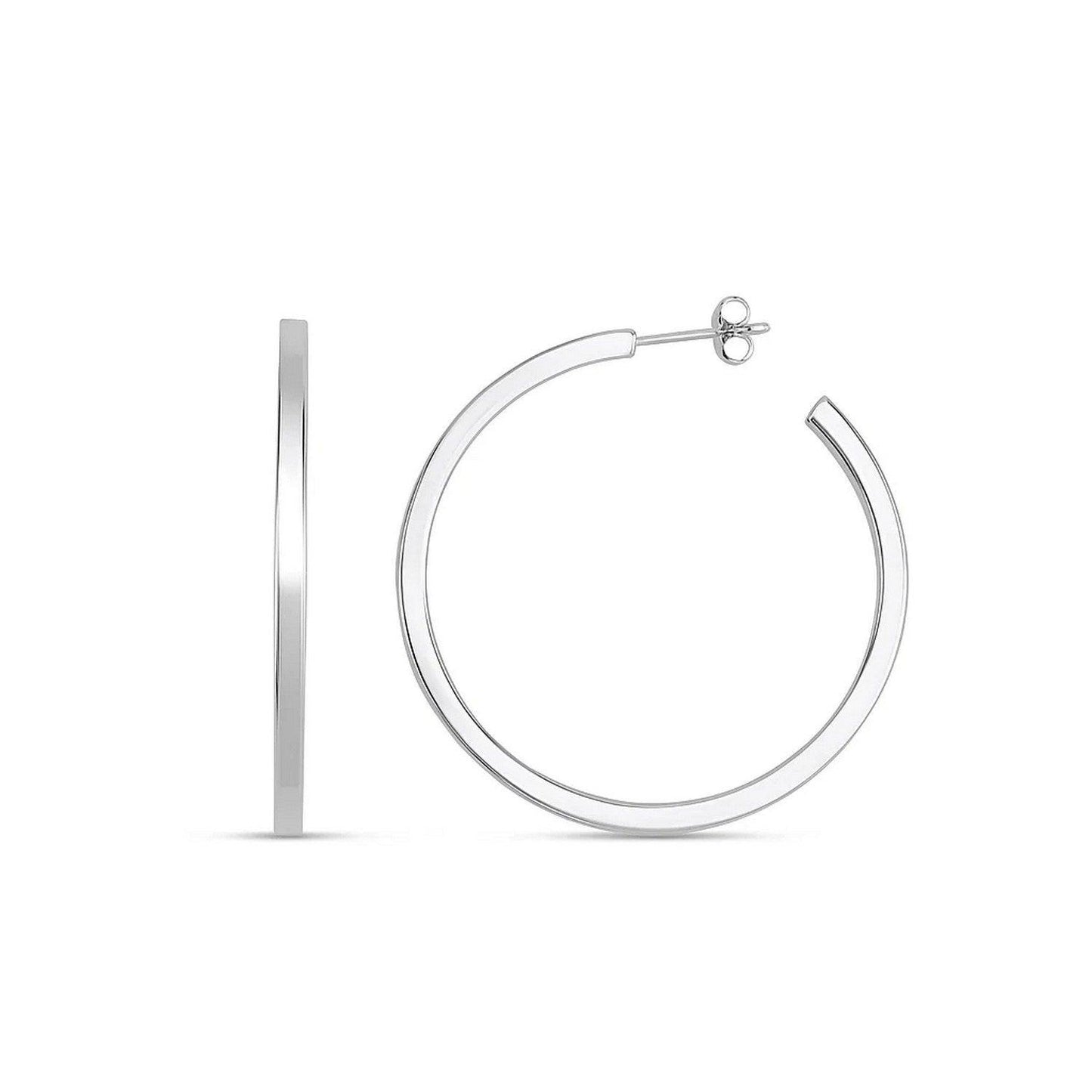 Sterling Silver Round Tube C Hoop Earrings