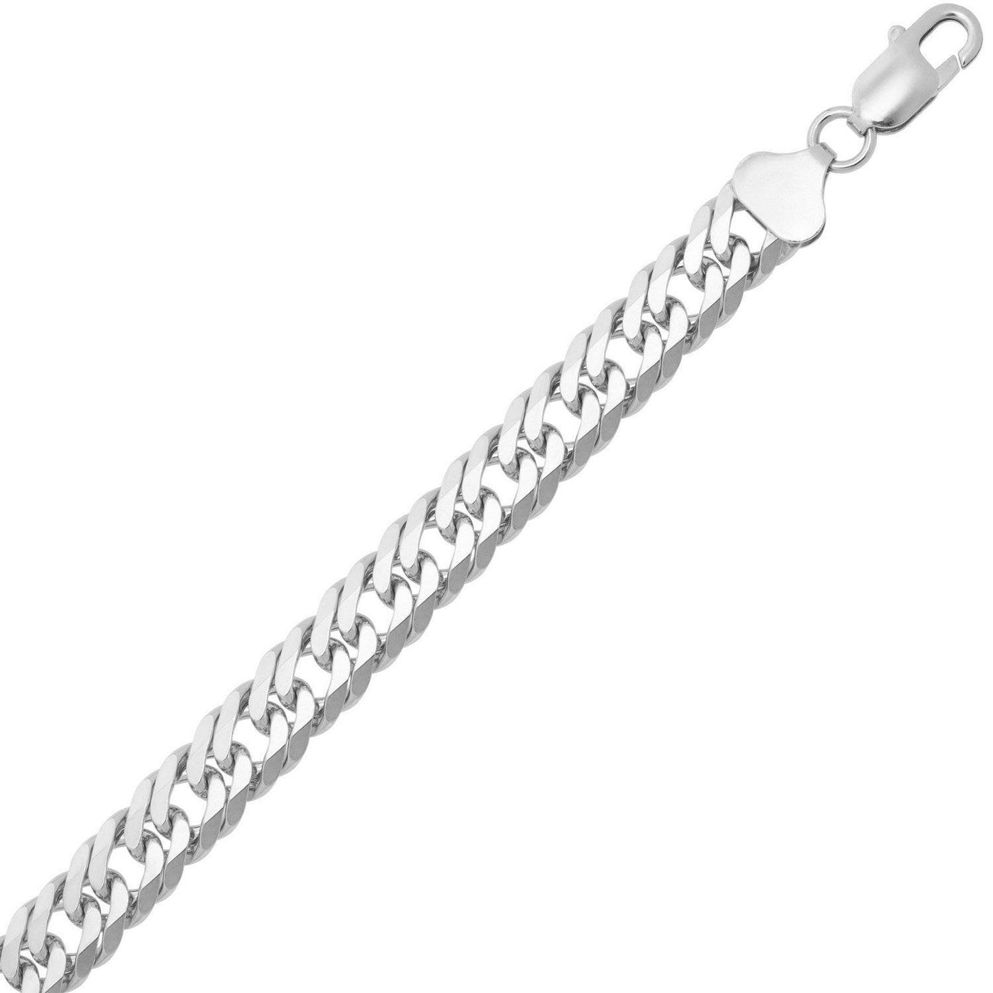 Sterling Silver Rhodium Plated Flat Miami Cuban Chain (9.30 mm)