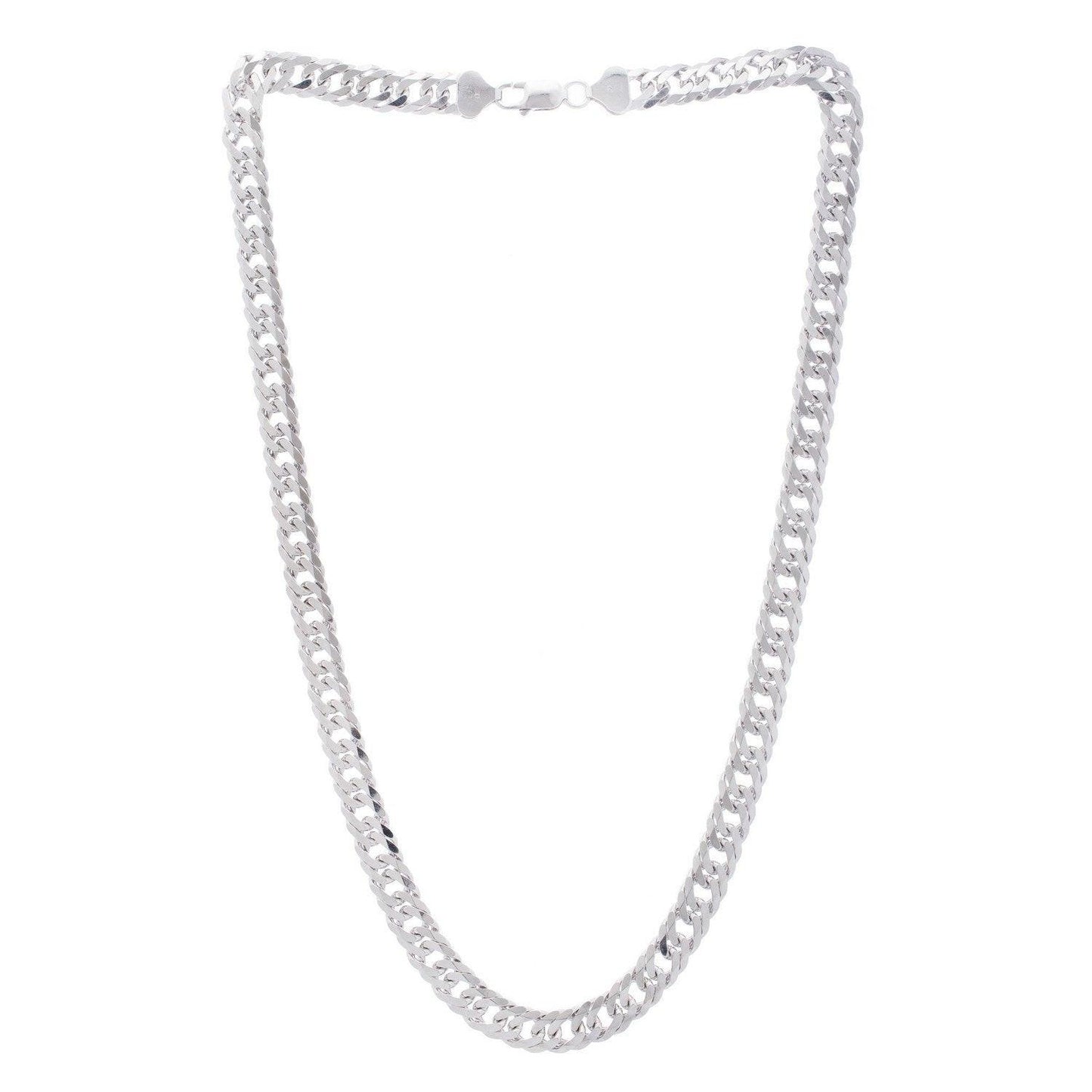 Sterling Silver Rhodium Plated Flat Miami Cuban Chain (9.30 mm)