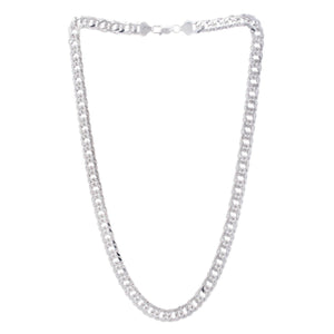 Sterling Silver Rhodium Plated Flat Miami Cuban Chain (9.30 mm)