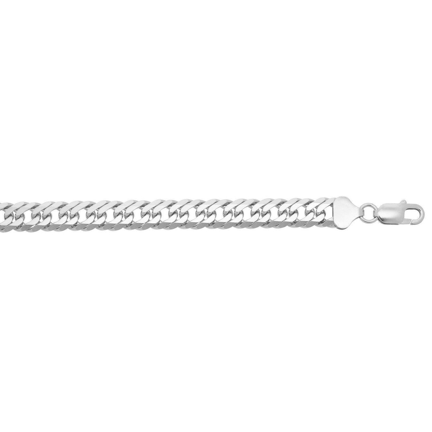 Sterling Silver Rhodium Plated Flat Miami Cuban Chain (9.30 mm)