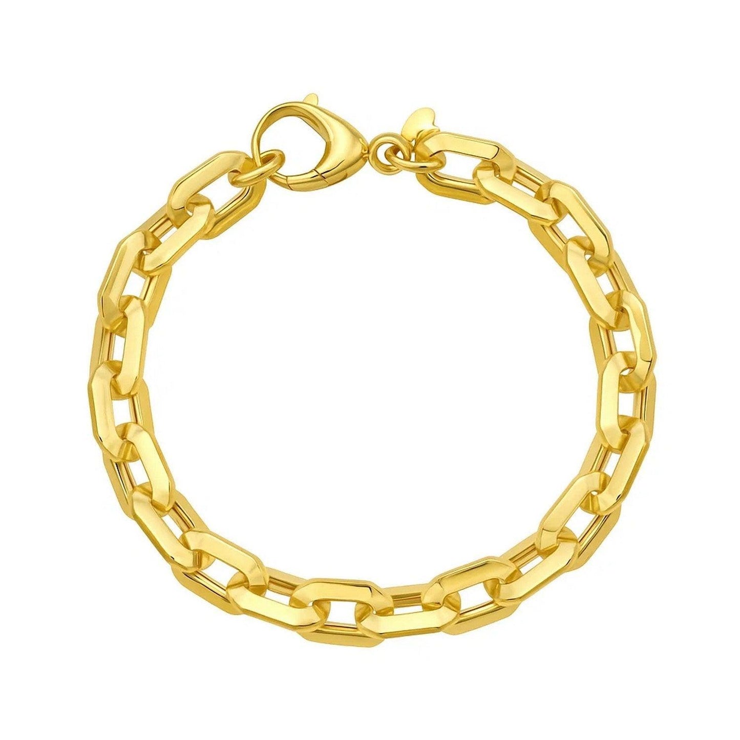 14K Yellow Gold Faceted Octagonal Link Chain Bracelet (8.10 mm)