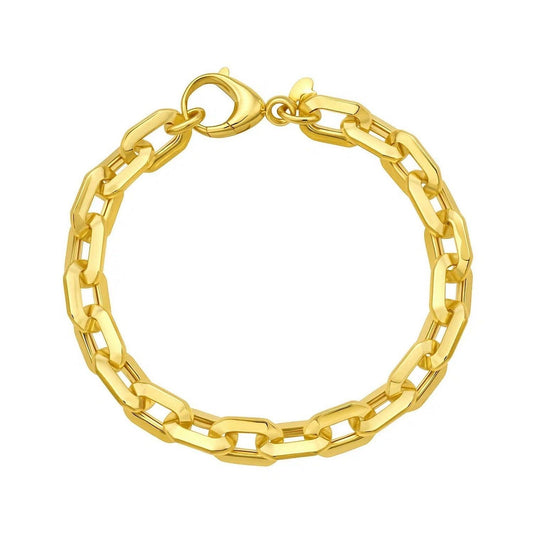 14K Yellow Gold Faceted Octagonal Link Chain Bracelet (8.10 mm)