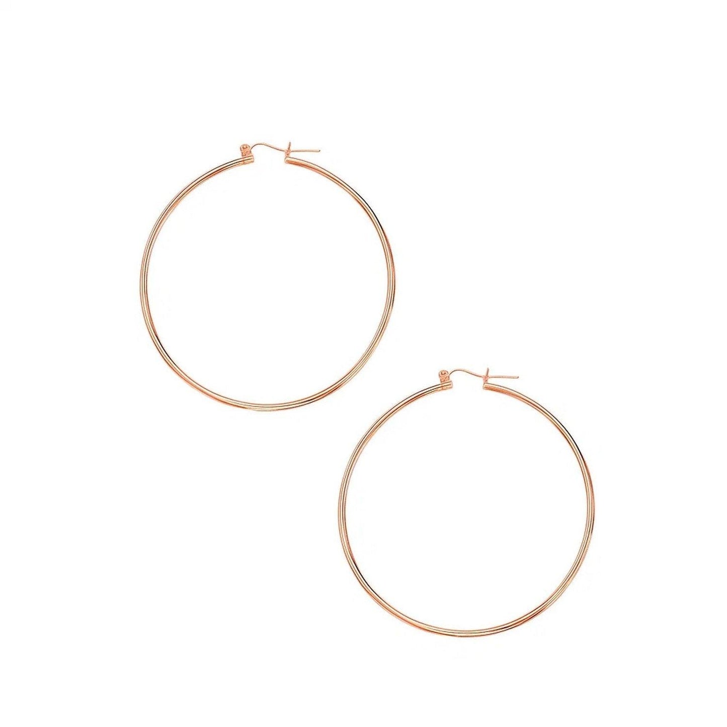 Classic Hoop Earrings in 14K Rose Gold (2x55 mm)