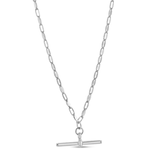 Sterling Silver Rhodium Plated Toggle Link Necklace