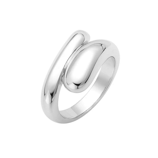 Sterling Silver Rhodium Plated Sculpted Coiled Ring