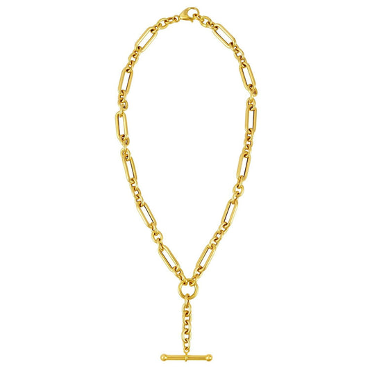 Toggle Necklace with Alternating Chain in 14K Yellow Gold
