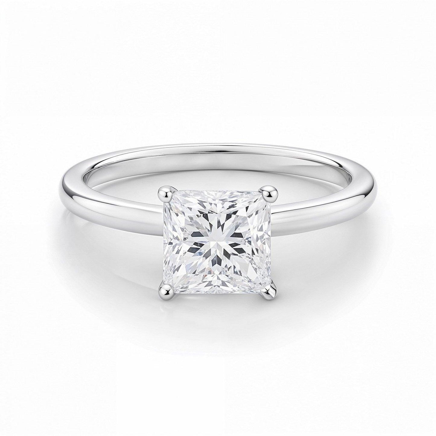 1 Carat Princess Lab Grown IGI G/VS1 Diamond Solitaire Ring in 10K White Gold