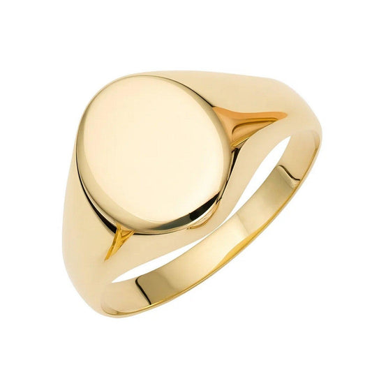 14K Yellow Gold Oval Satin Signet Ring