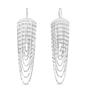 Sterling Silver Multi Strand Chain Drop Chandelier Earrings
