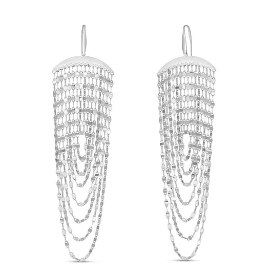 Sterling Silver Multi Strand Chain Drop Chandelier Earrings