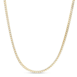 14k Yellow Gold Round Pave Franco Chain (3.15 mm)