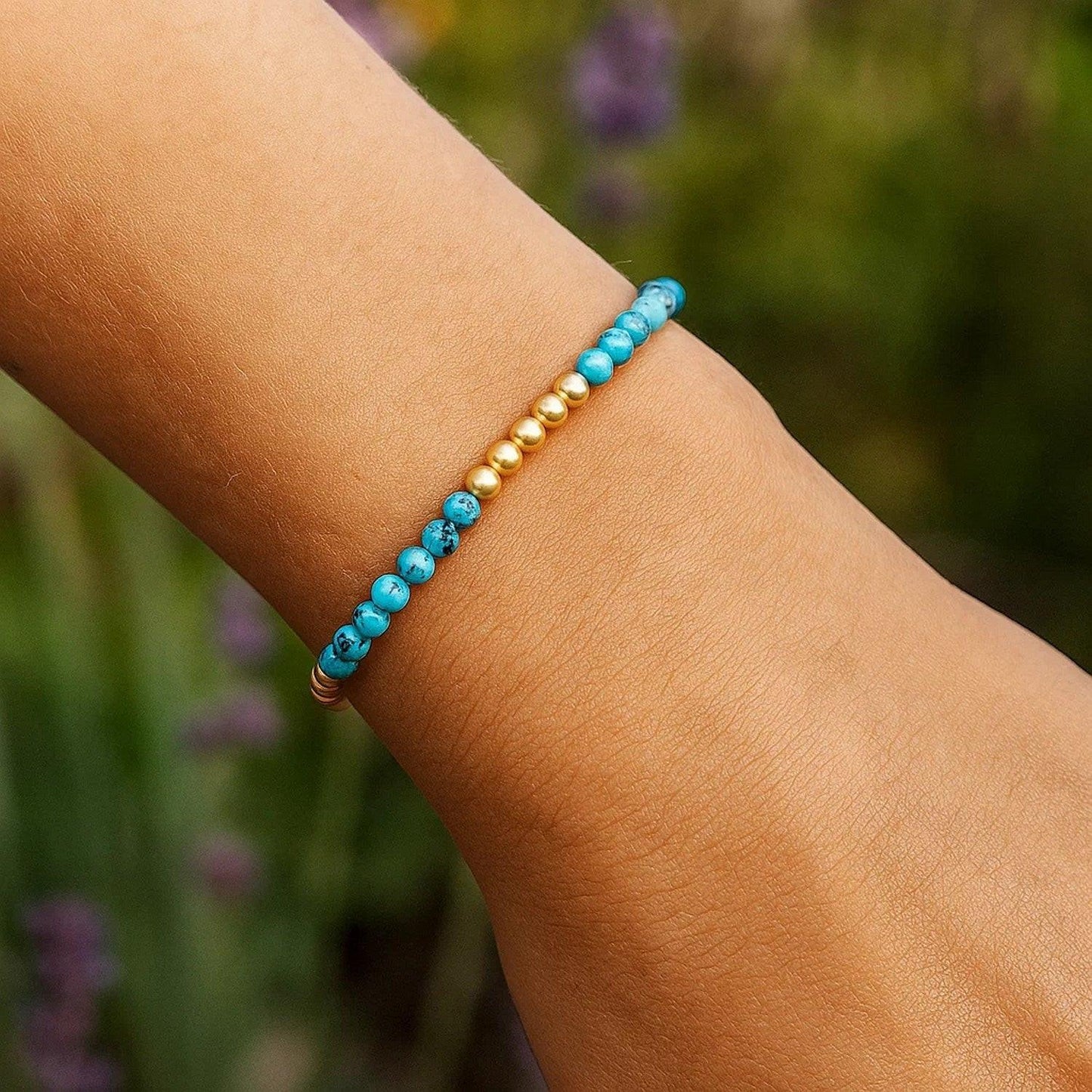 14K Yellow Gold Turquoise Pallina Bead Bracelet (3.00 mm)