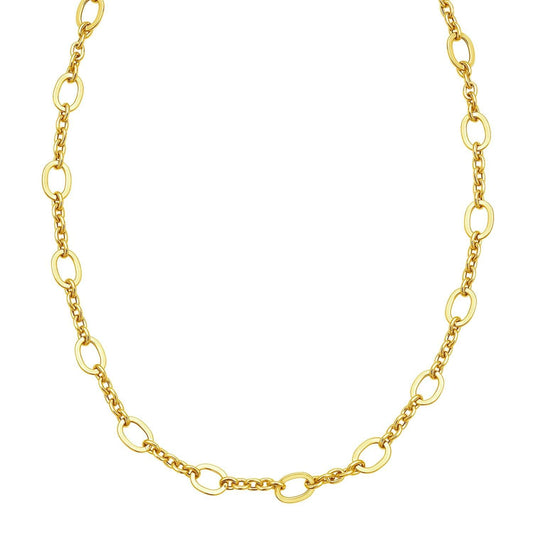 14K Yellow Gold Five and One Oval Link Chain Necklace