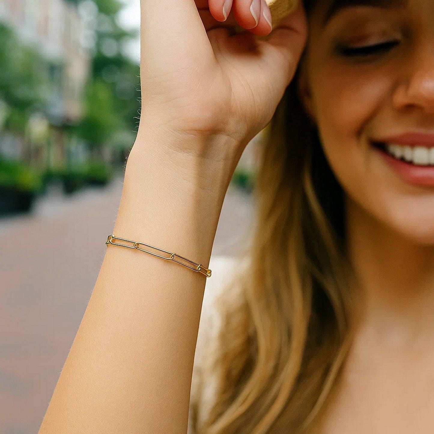 14k Yellow Gold Wire Paperclip Bracelet  (2.70 mm)