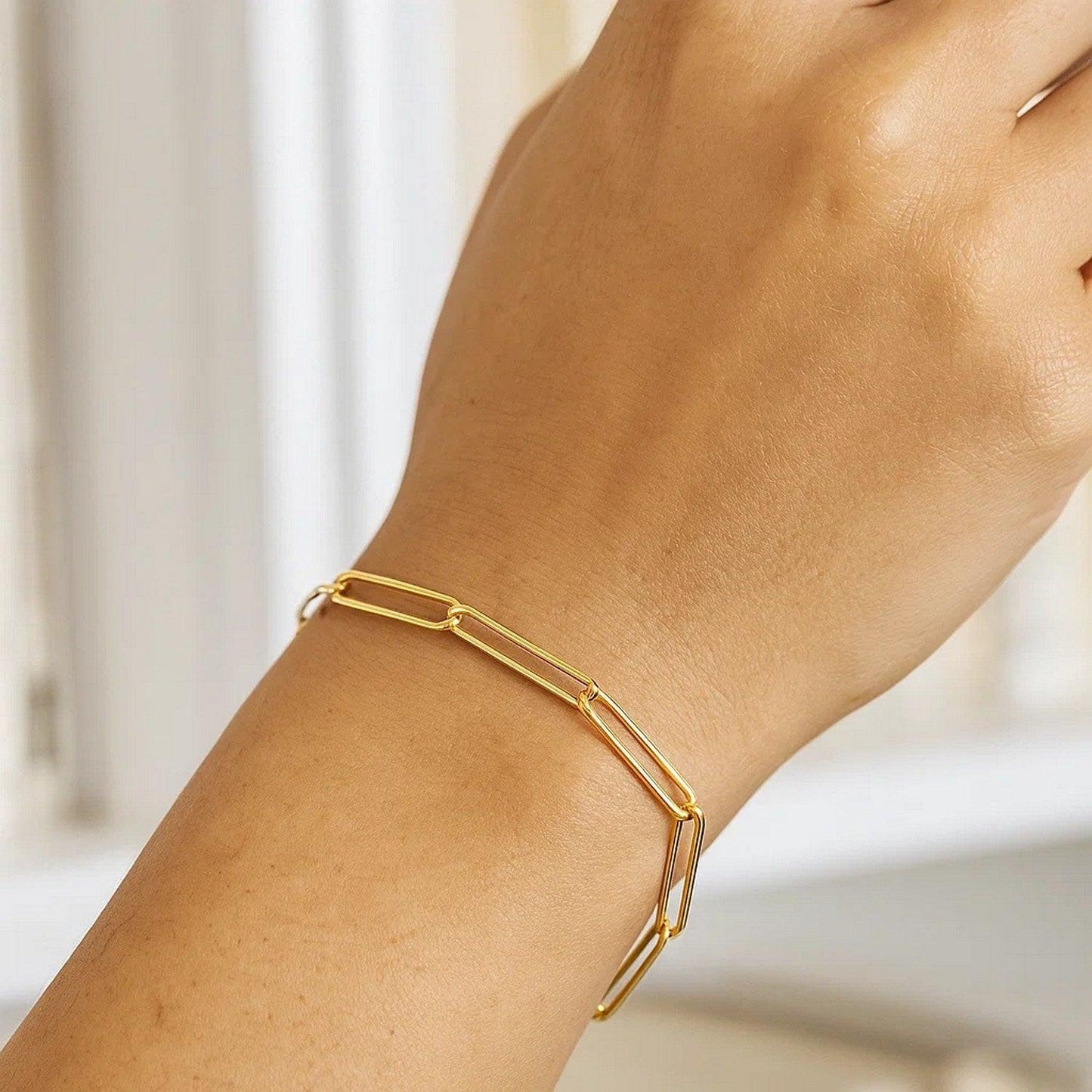 14k Yellow Gold Wire Paperclip Bracelet  (2.70 mm)