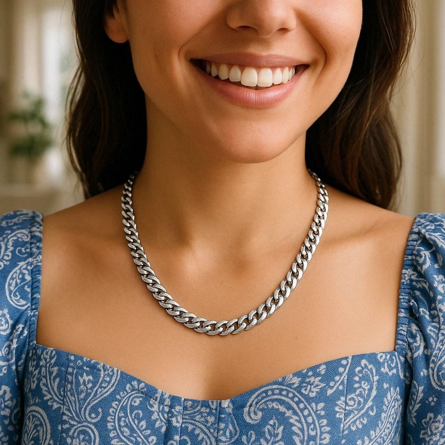 Sterling Silver Rhodium Plated Miami Cuban Chain (7.00 mm)