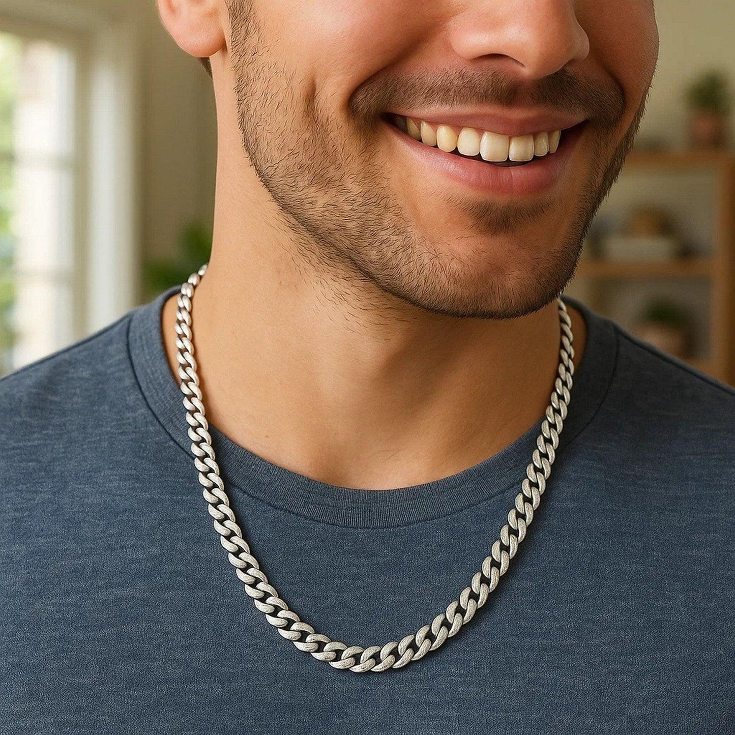 Sterling Silver Rhodium Plated Miami Cuban Chain (7.00 mm)