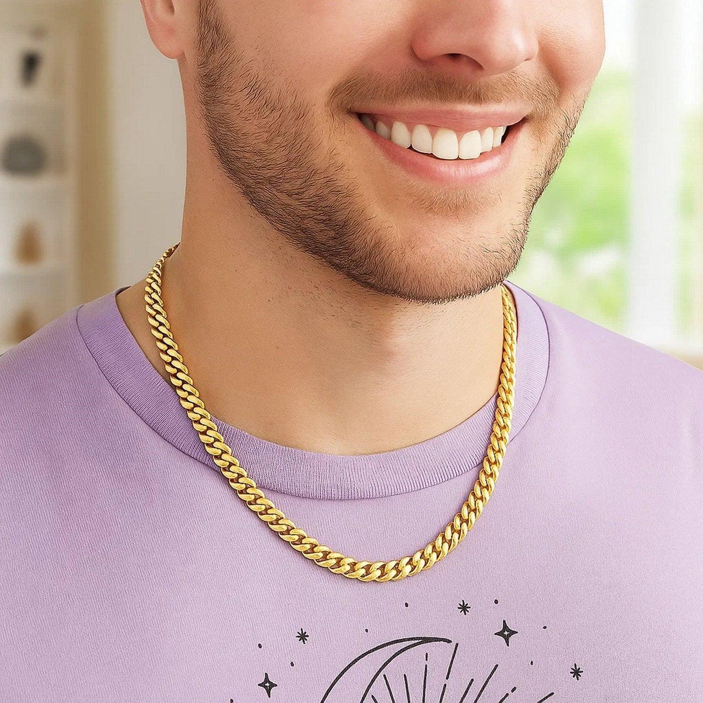 Sterling Silver Yellow Gold Plated Miami Cuban Chain (6.30 mm)