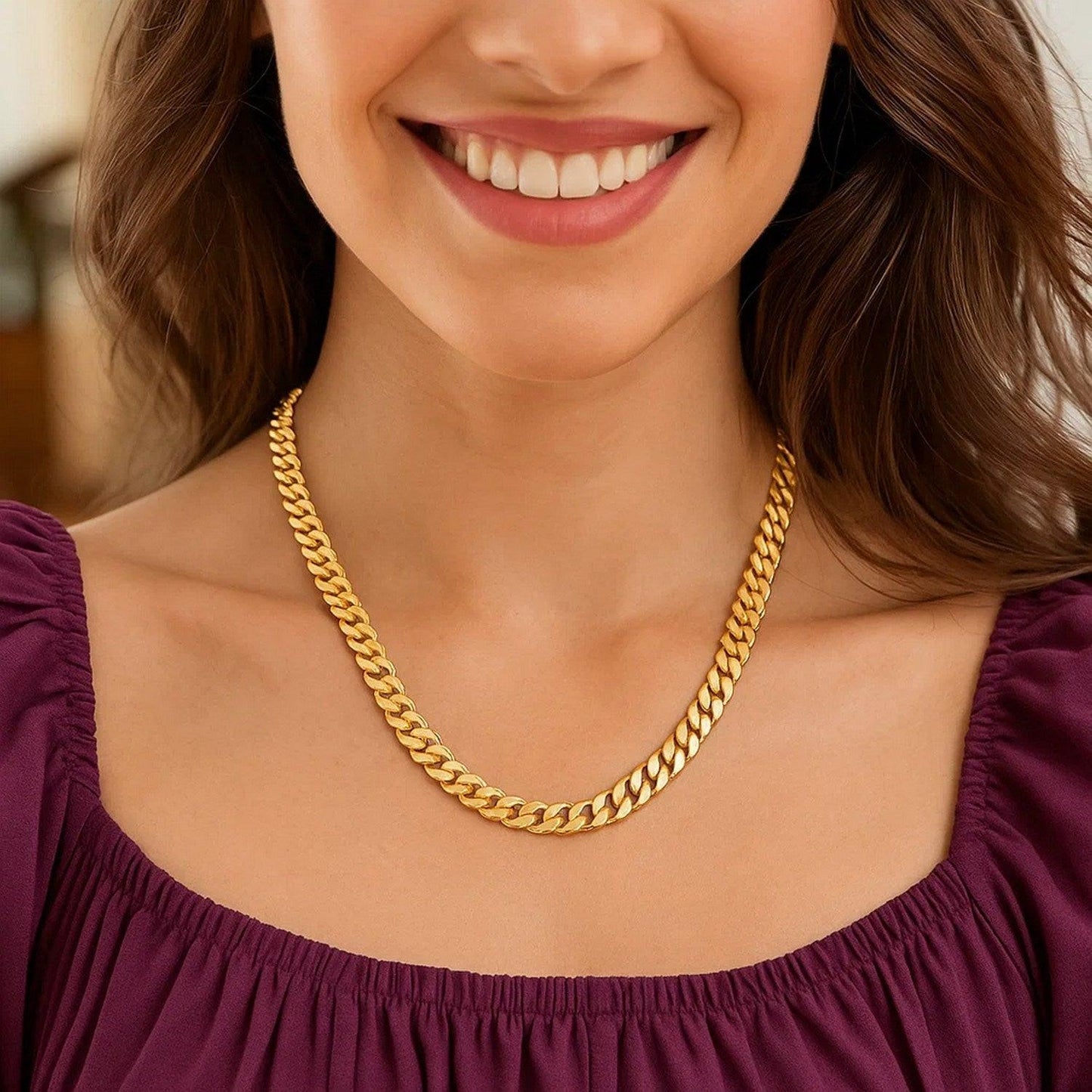 Sterling Silver Yellow Gold Plated Miami Cuban Chain (6.30 mm)