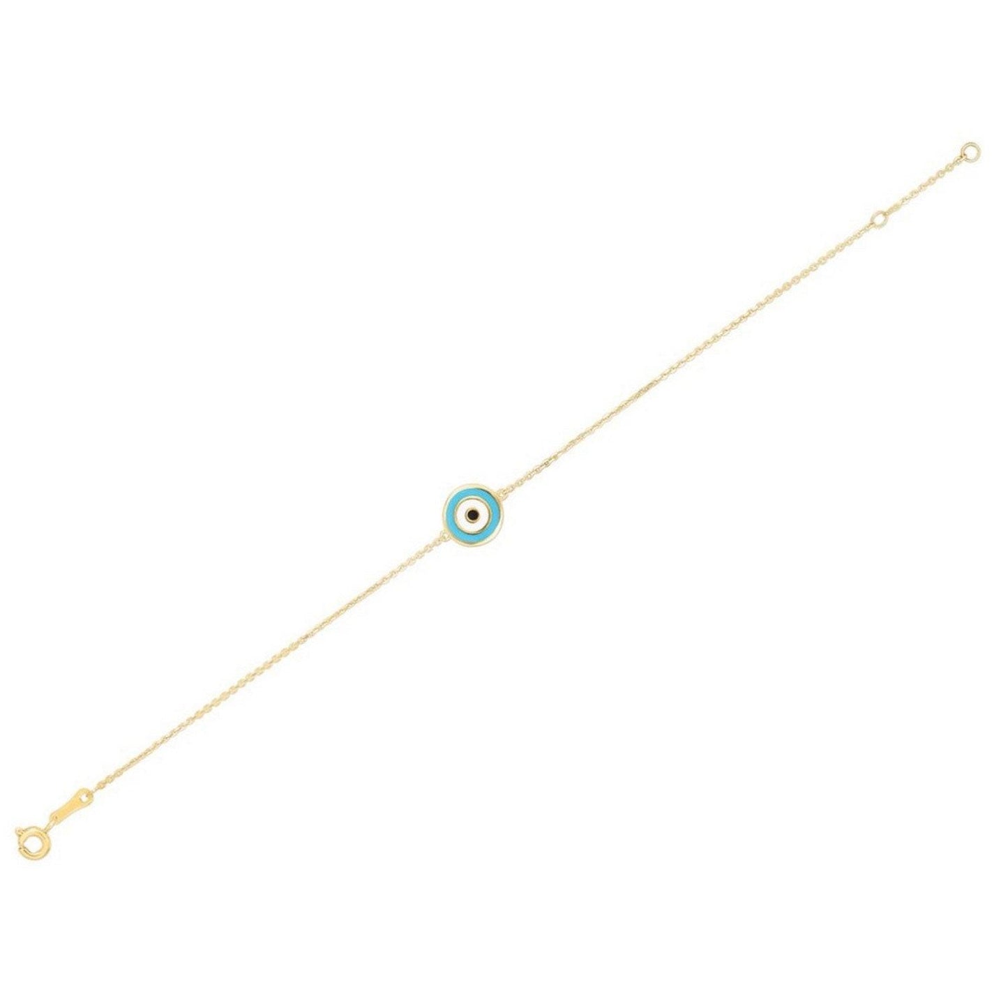 14k Yellow Gold Blue Evil Eye Bracelet (1.00 mm)