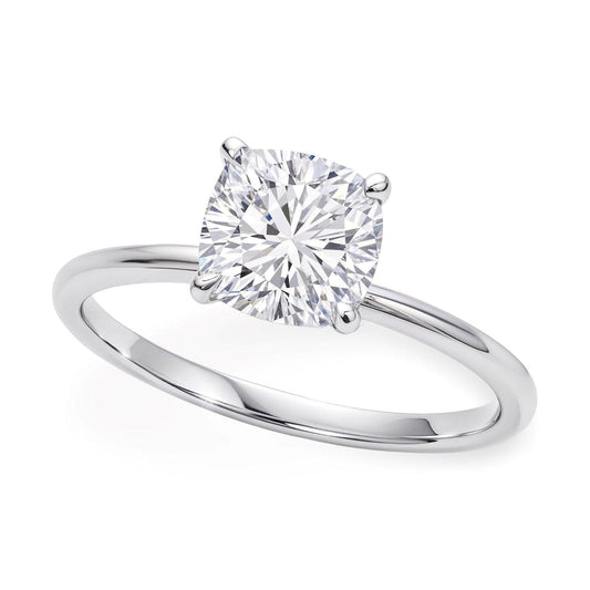 2 Carat Cushion Lab Grown IGI G/VS1 Diamond Solitaire Ring in 10K White Gold