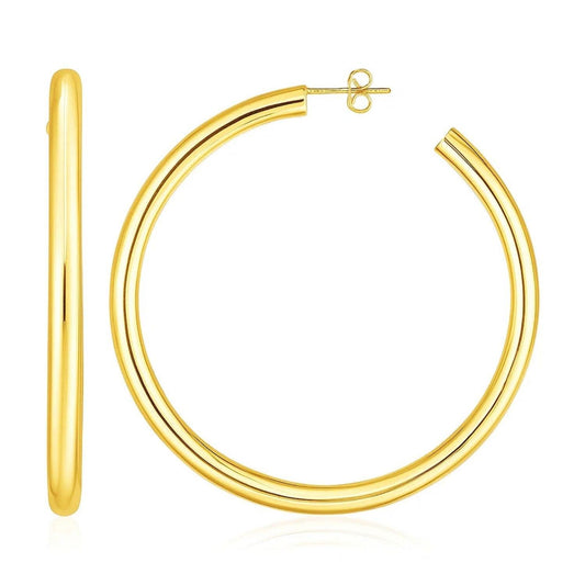 14k Yellow Gold Polished Hoop Earrings(4x50mm)