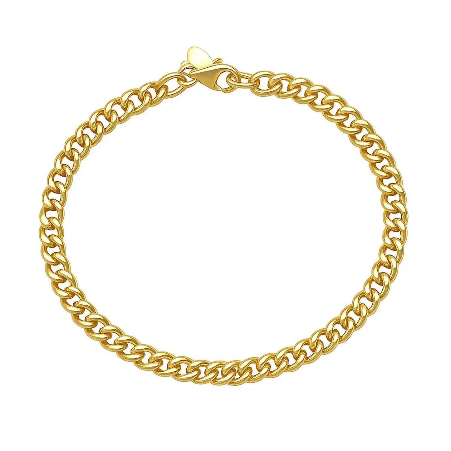 14K Yellow Gold Petite Faceted Cuban Link Chain Bracelet (4.50 mm)