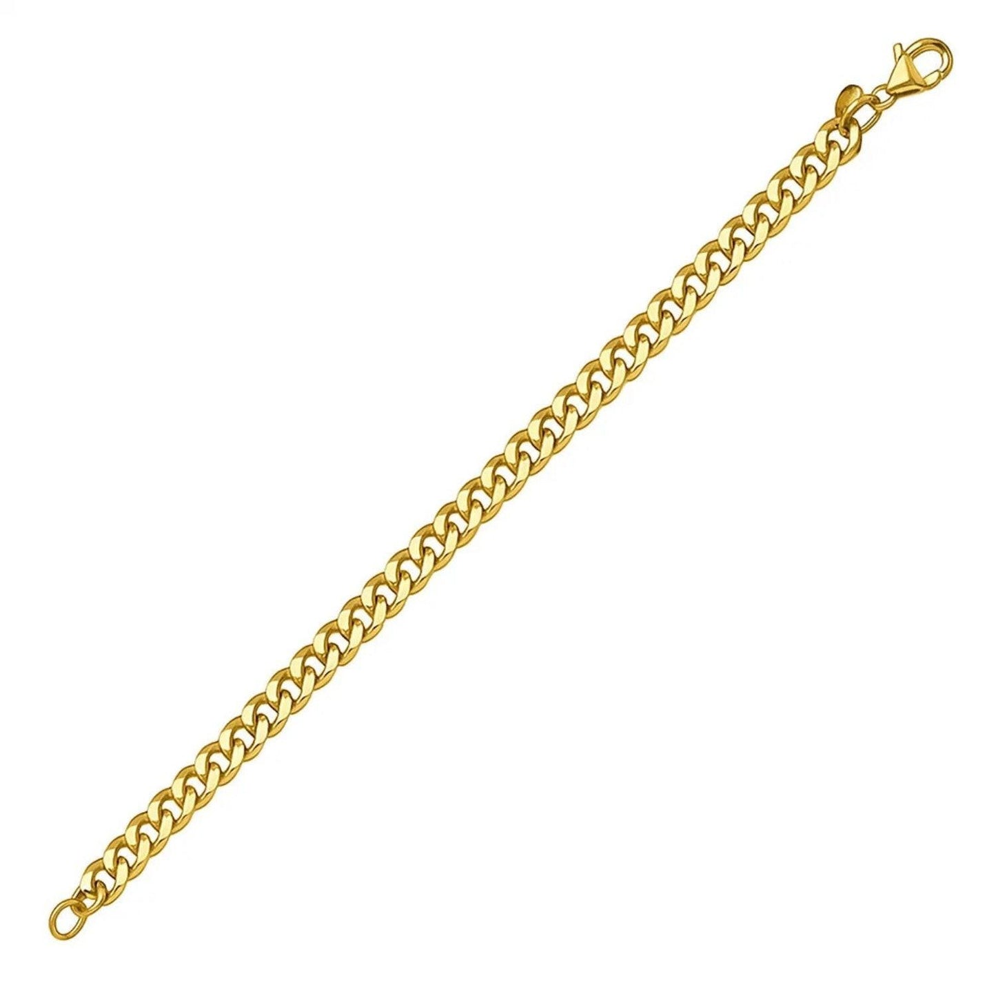 14K Yellow Gold Petite Faceted Cuban Link Chain Bracelet (4.50 mm)