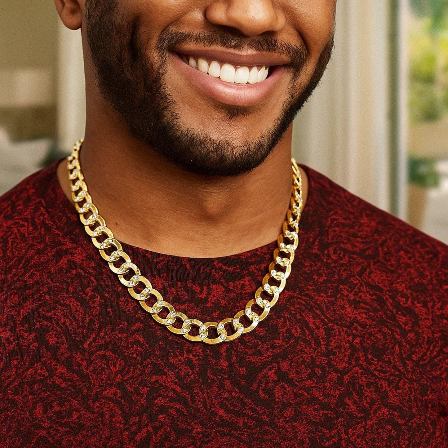 14k Two Tone Gold Pave Curb Chain (11.23 mm)