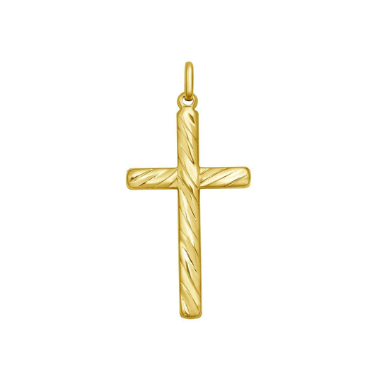 14K Yellow Gold Swirl Cross Pendant