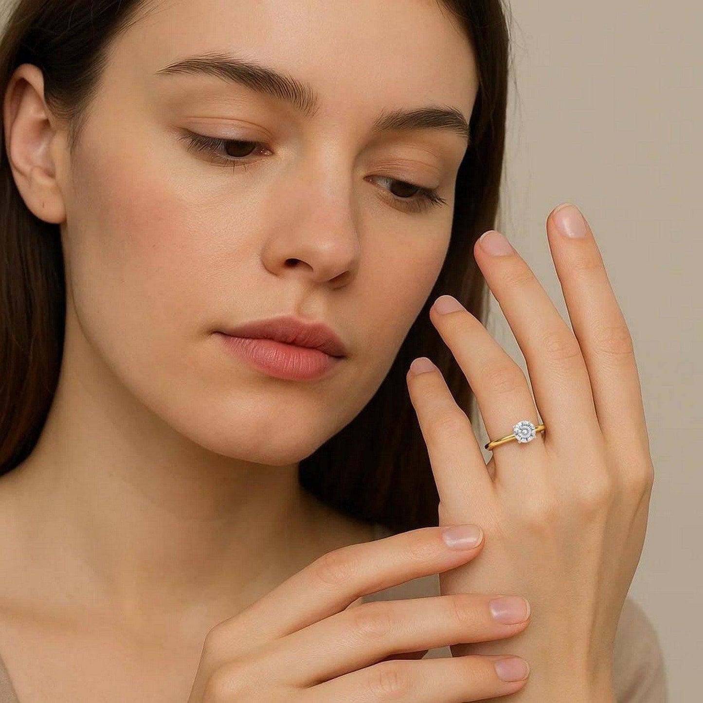 3/4 Carat Round Lab Grown IGI G/VS1 Diamond Solitaire Ring in 14K Yellow Gold