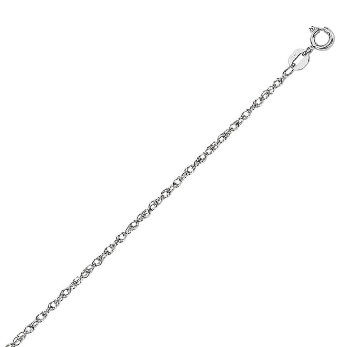 14k White Gold Machine Rope Chain (0.95 mm)
