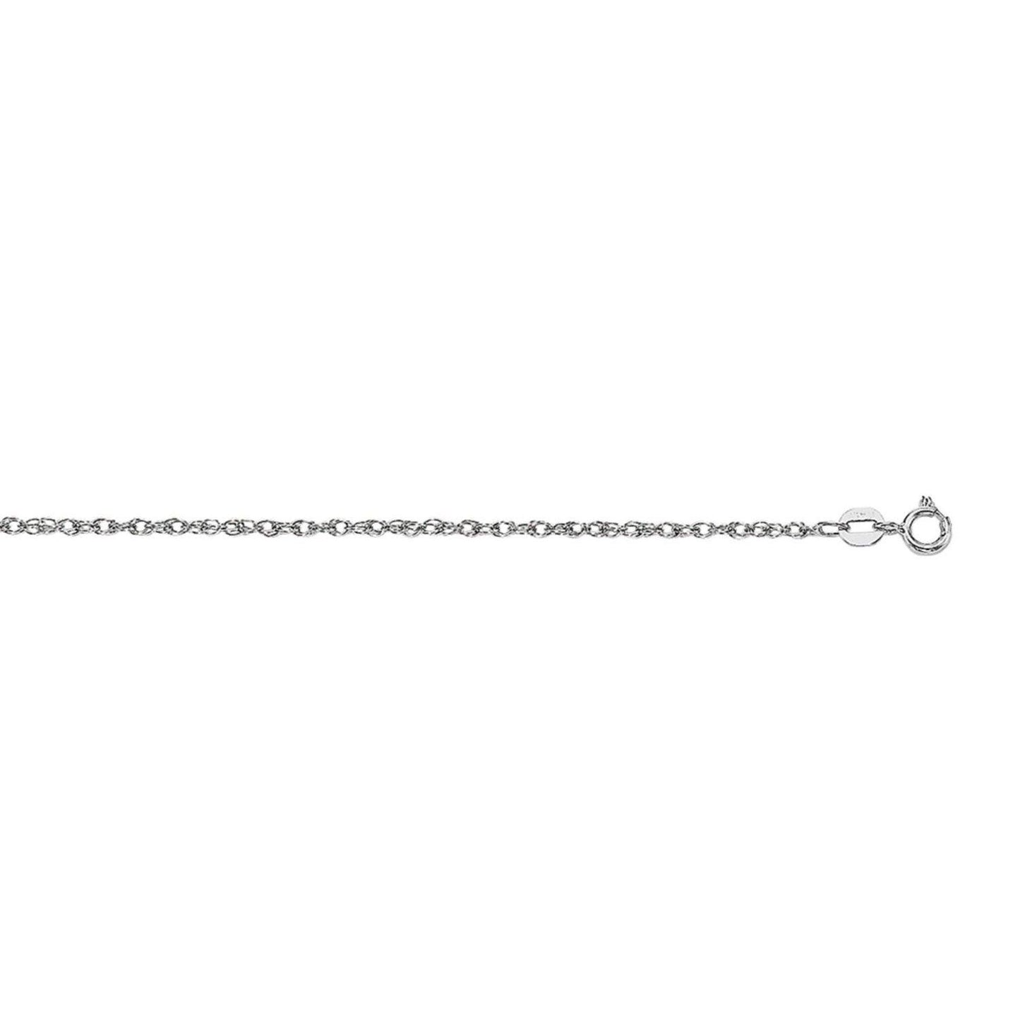 14k White Gold Machine Rope Chain (0.95 mm)