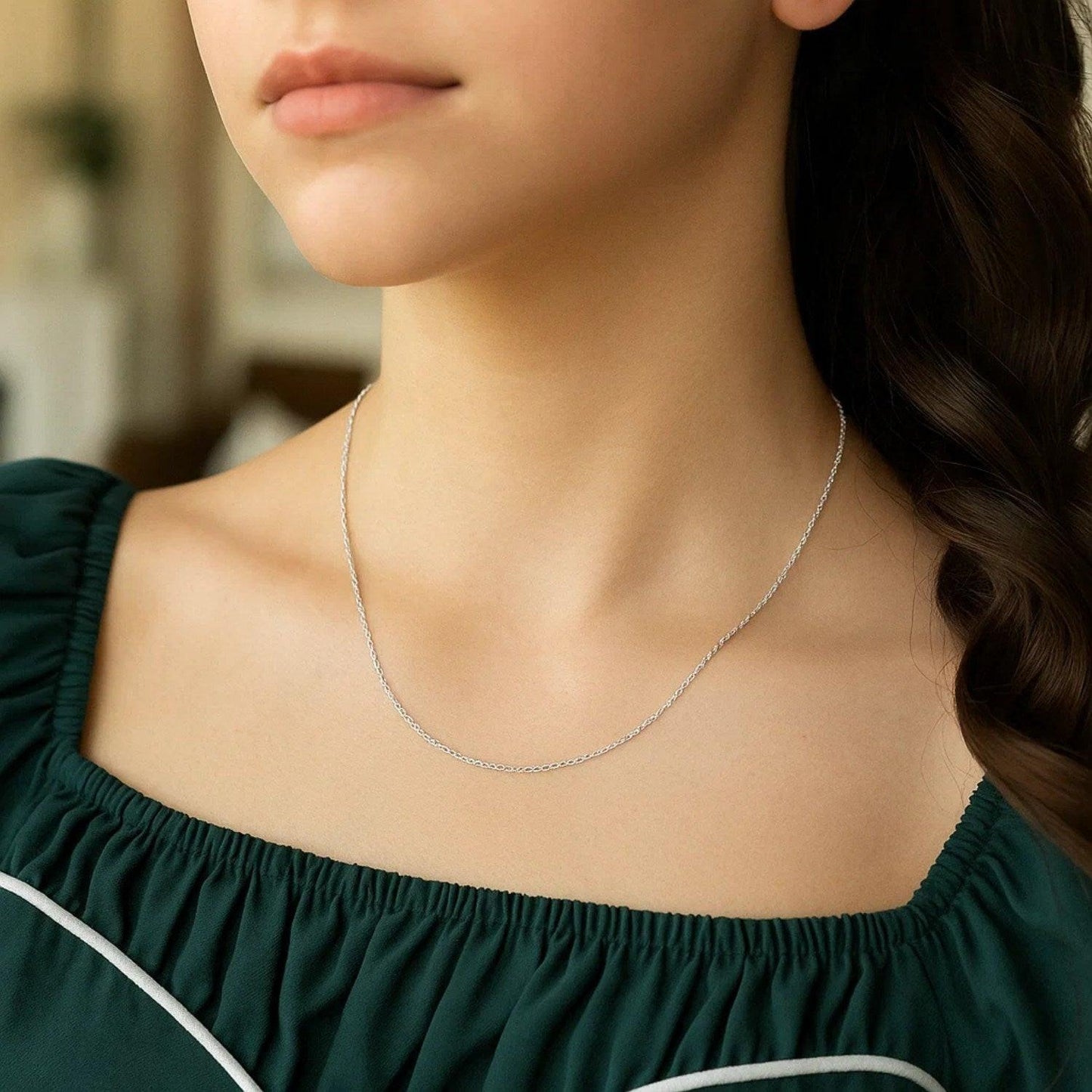 14k White Gold Machine Rope Chain (0.95 mm)