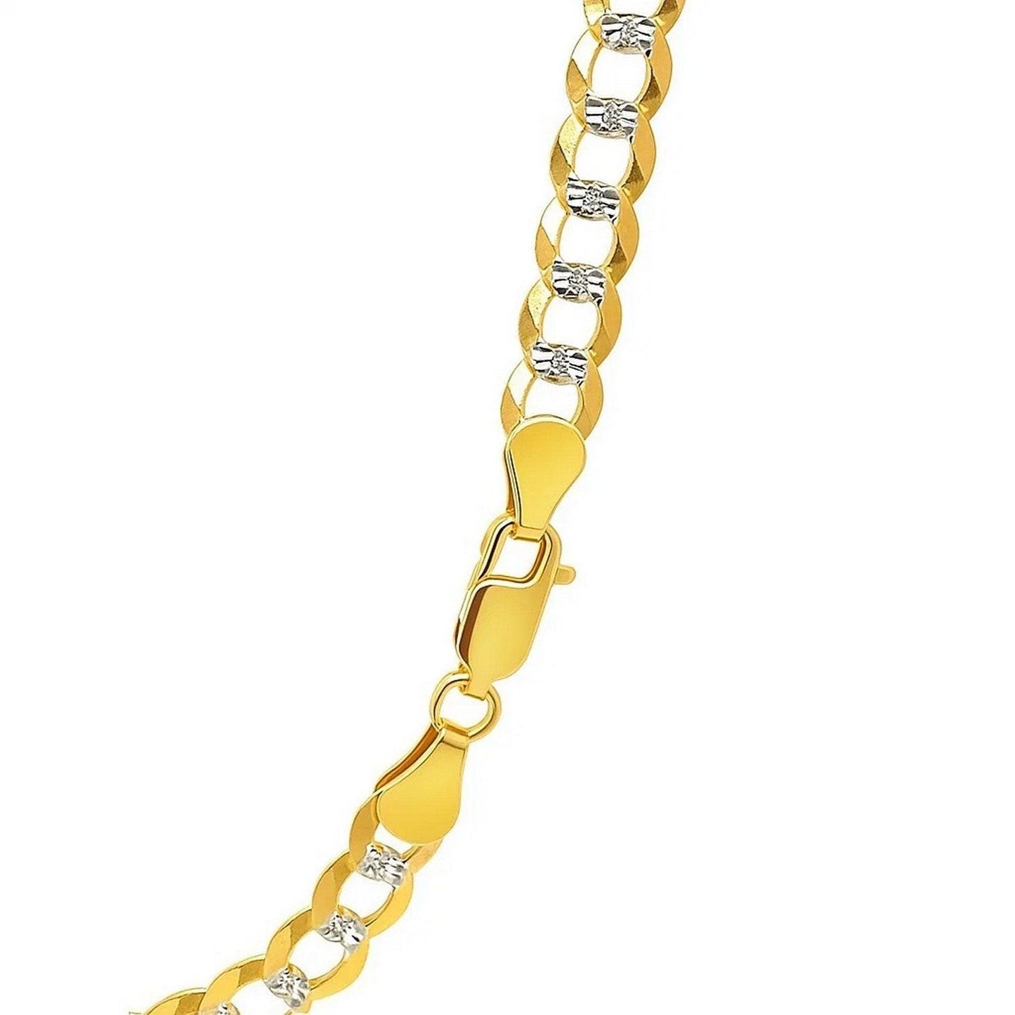 14k Two Tone Gold Pave Curb Chain (5.70 mm)